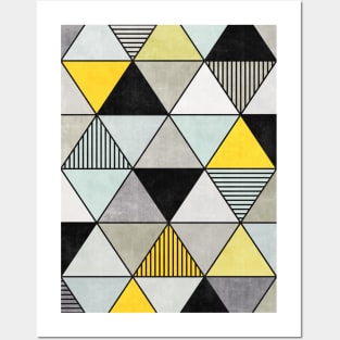 Colorful Concrete Triangles 2 - Yellow, Blue, Grey Posters and Art